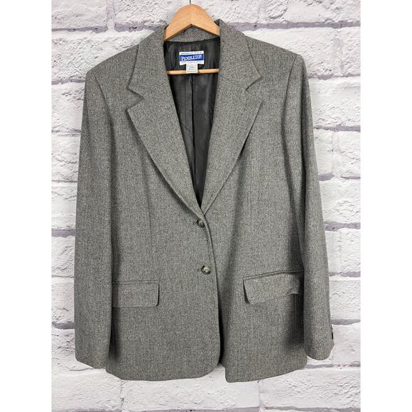 VTG Pendleton Womens 12 Old Money Academia Wool Skirt Jacket Suit Set Gray Tweed - Picture 3 of 15